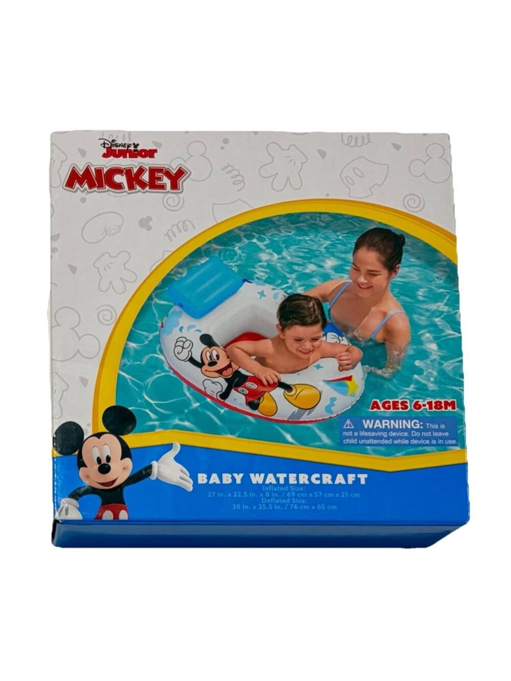 Disney Jr Mickey Baby Watercraft Float Inflatable Seat 27" x 22.5” - Ages 6-18M